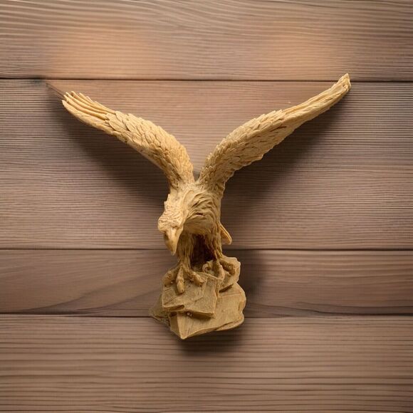 Vintage Eagle Sculpture Statue 12”H 13” Wing Span Red Eyes Soaring Mexico - Picture 4 of 16